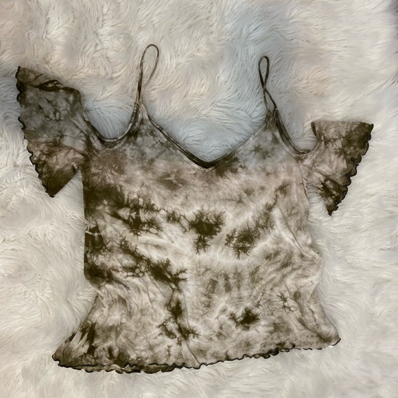 American eagle outfitters Olive off the shoulder soft and sexy Tee Size large - Picture 5 of 5